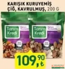 TARIM KREDİ KARIŞIK KURUYEMİŞ 200 G fiyat ve kampanya bilgisi